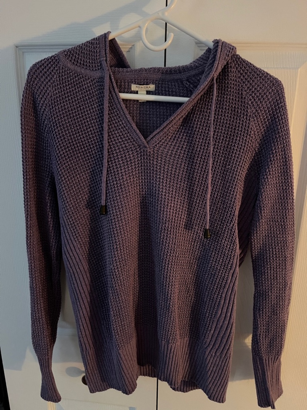 Sonoma waffle knit hooded pullover - mauve